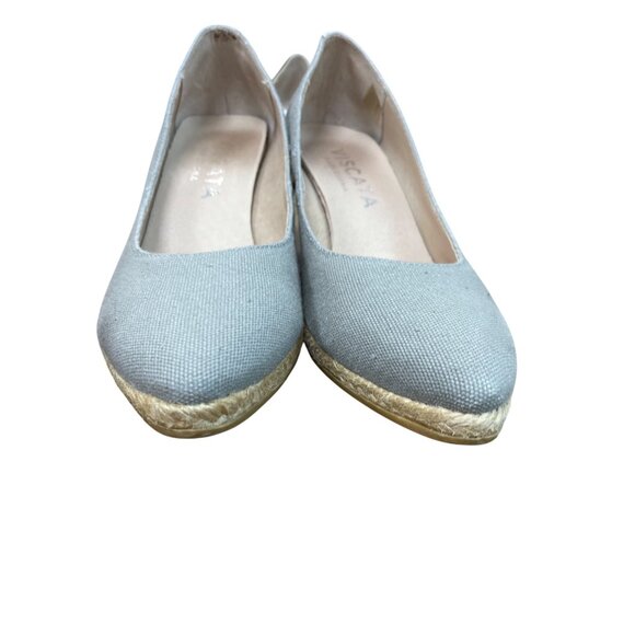 Viscata Barcelona Womens Grey Canvas Wedge Espadrilles shoes size 39/8 SKU 9241 - Picture 11 of 12